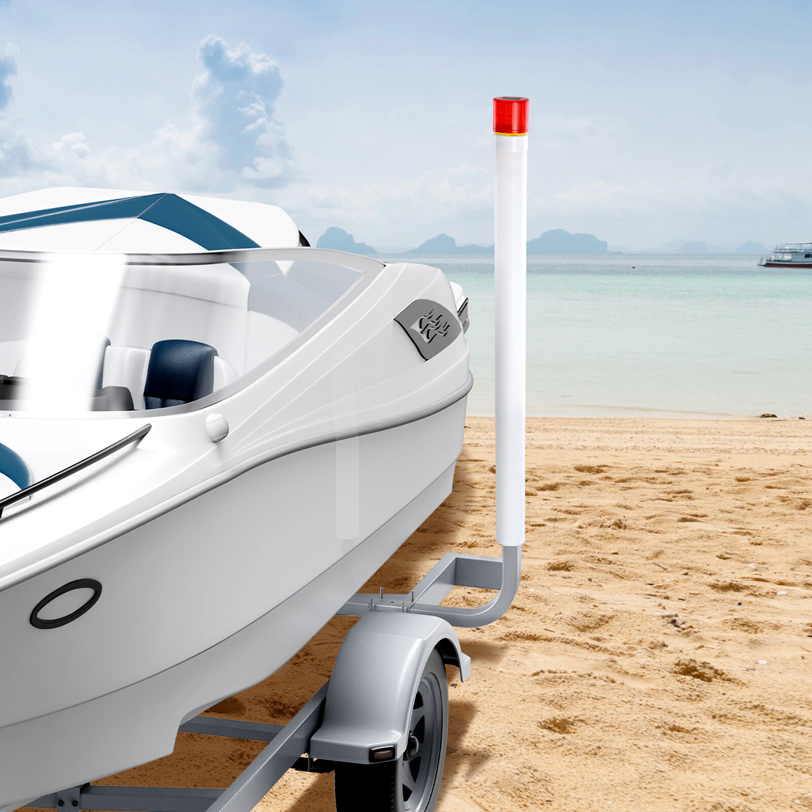 VEVOR Boat Trailer Guide 46” Galvanized with PVC Poles & LED Lamp for Sailboat