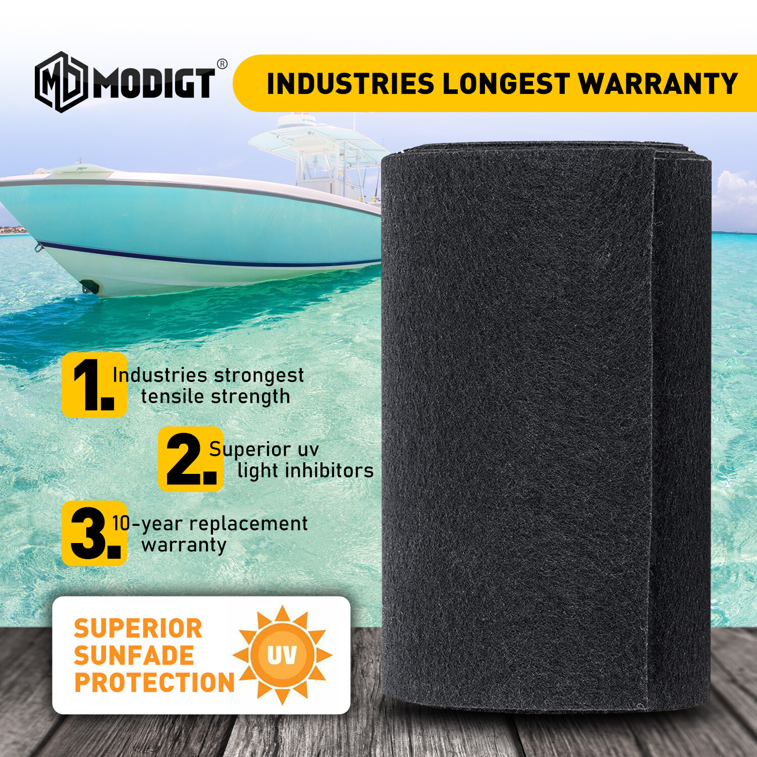13Feet of Boat Trailer 12Inch Black Marine Grade Bunk Board Carpet 5MM Thickness