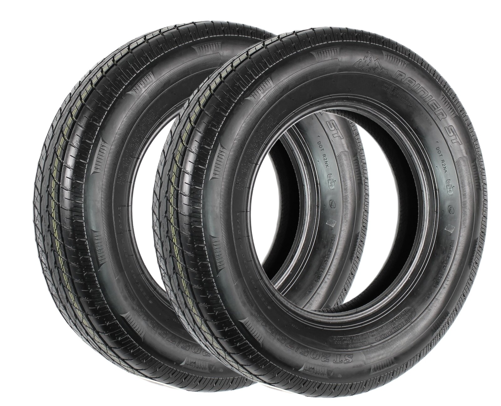 Two Rainier Radial Trailer Tires ST205/75R15 Load Range C 1820# 205/75 R 15 Tire