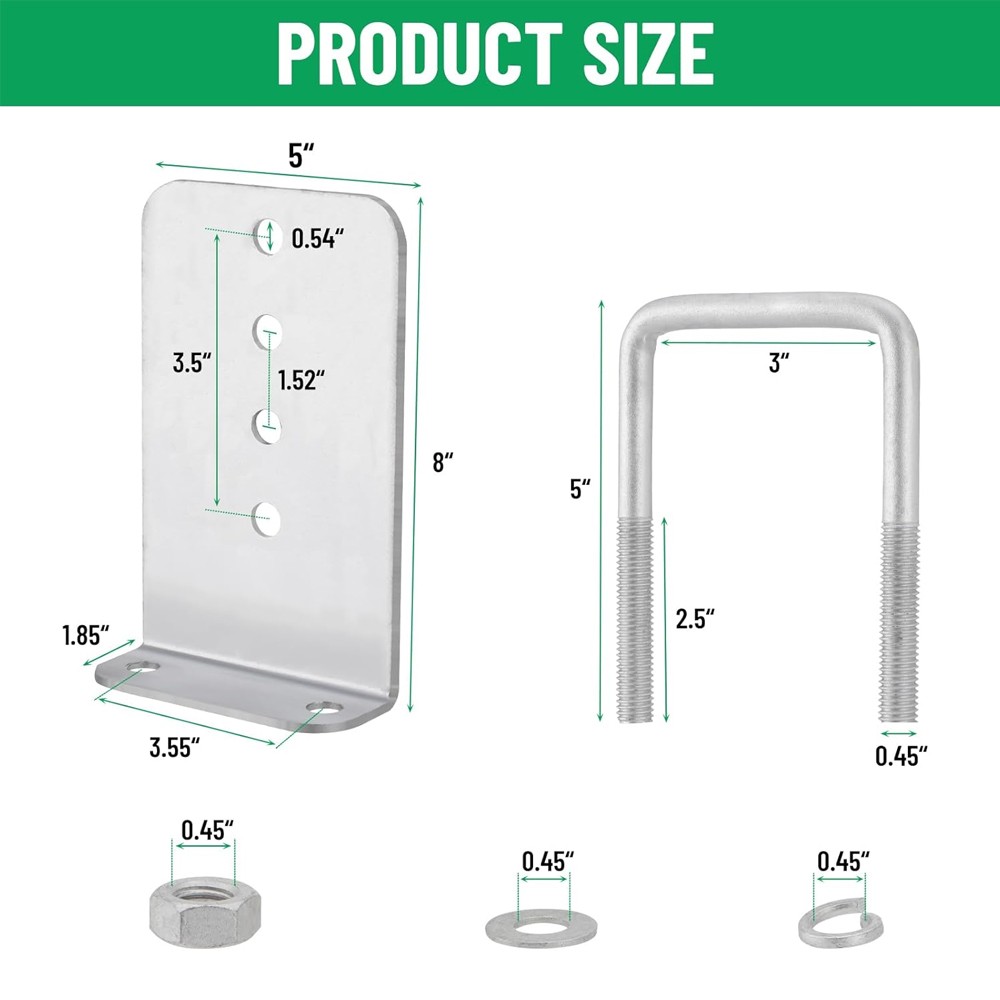 4PCS 8″ Galvanized Steel L-Type Boat Trailer Bunk Brackets for 3 x 3 Crossmember