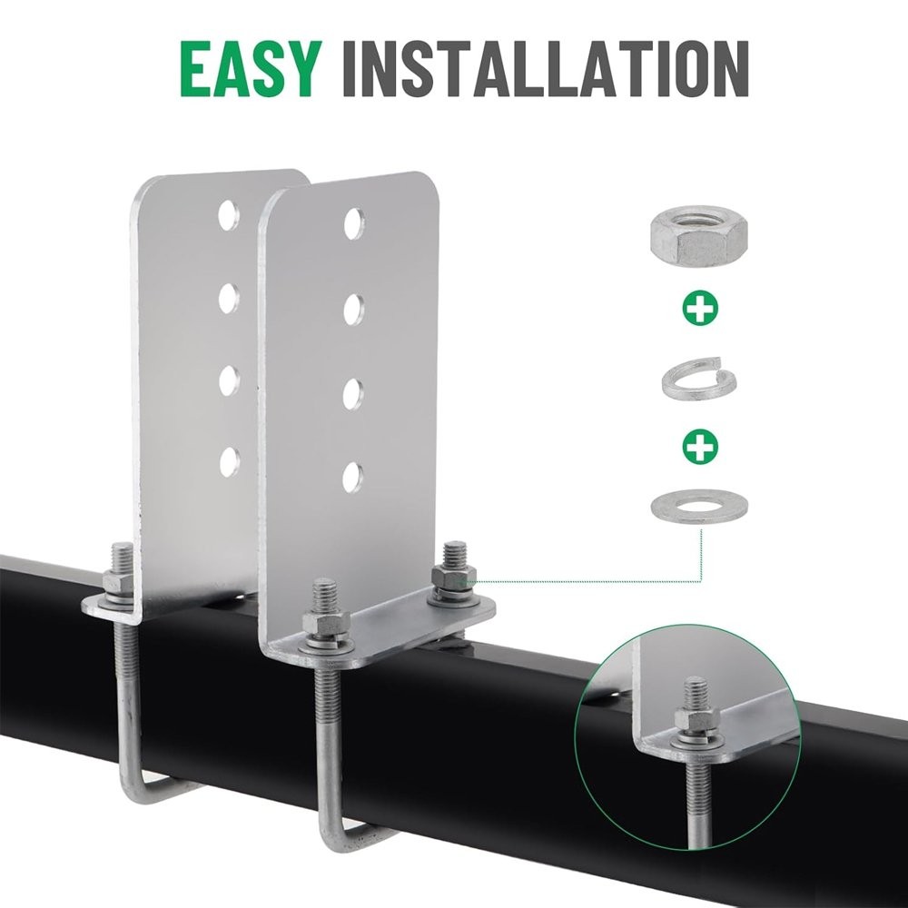 4PCS 8″ Galvanized Steel L-Type Boat Trailer Bunk Brackets for 3 x 3 Crossmember