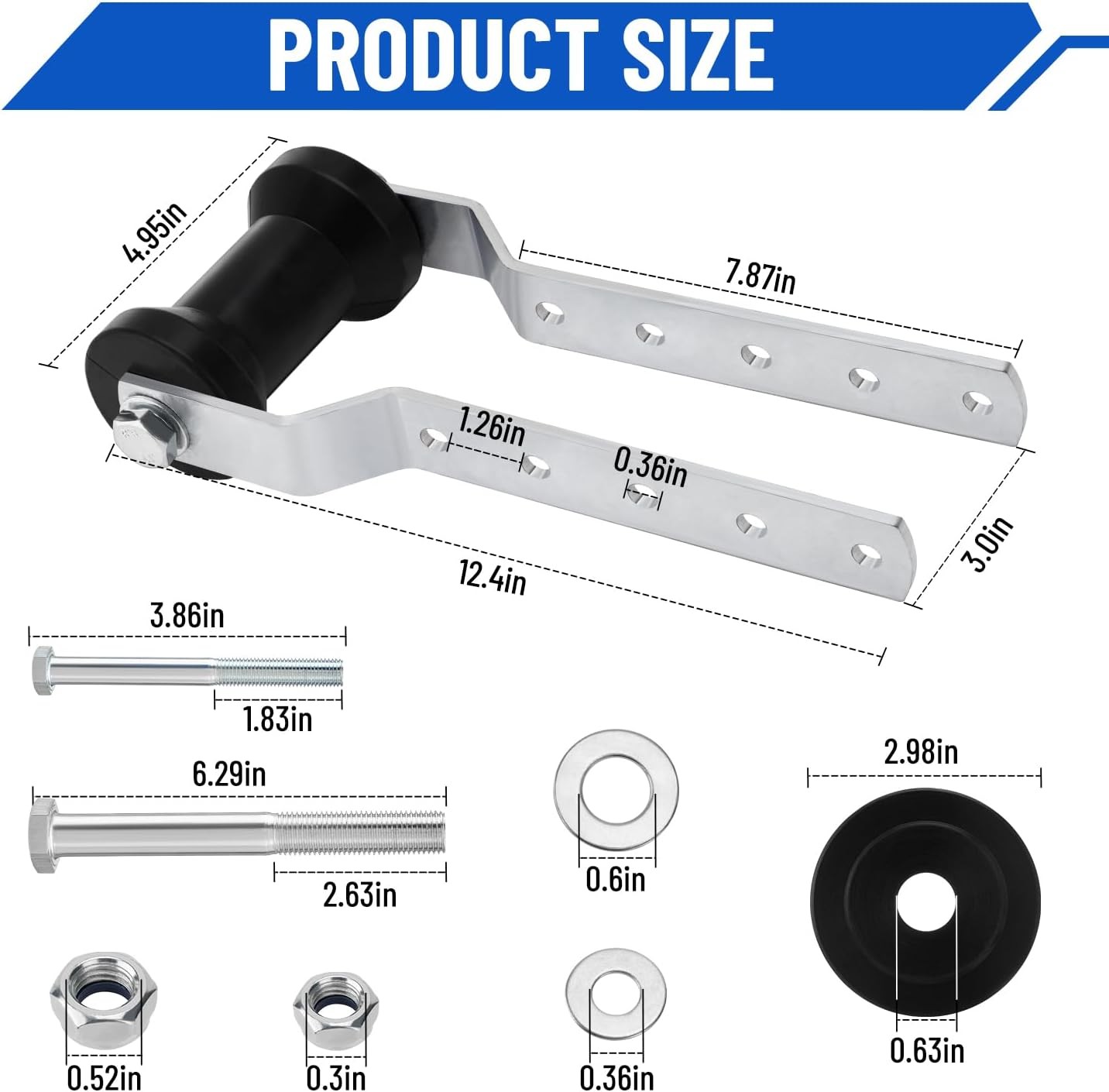 5″ Adjustable Keel Roller Bracket Assembly Heavy Duty for 3″ Tongue Boat Trailer