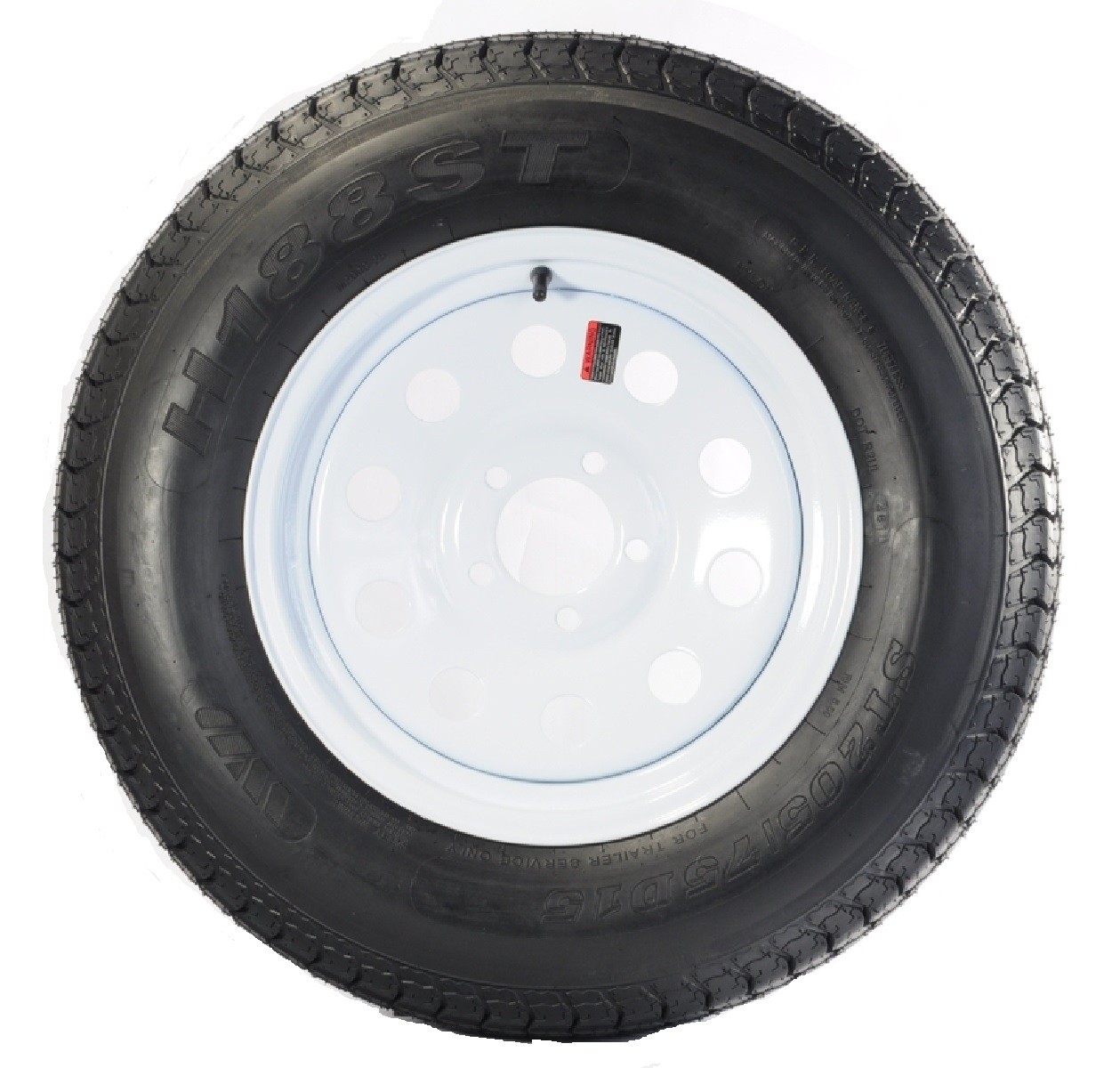 Trailer Tire Rim Assembly ST205/75D15 15 Inch F78-15 LRC 5 Lug White Wheel