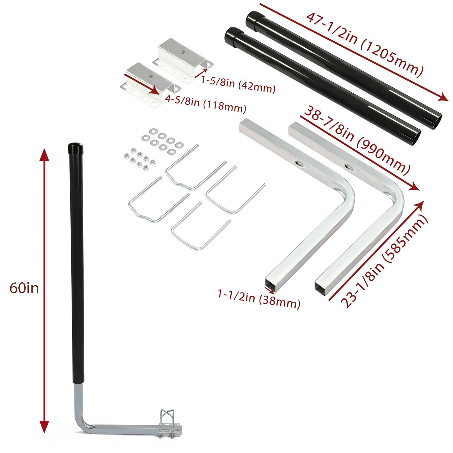 2PCS Boat Trailer Guide-on 60″ Trailer Post Guide on with Black PVC Tube Covers