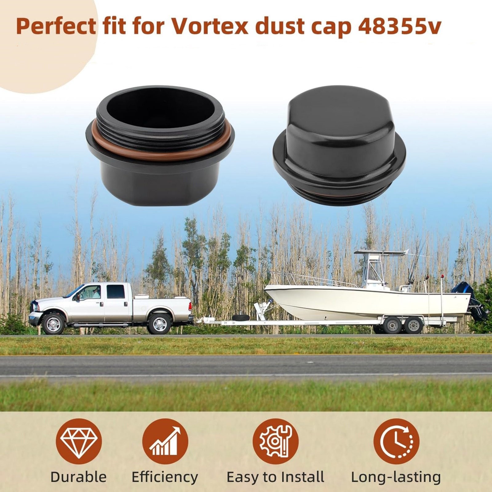 K71-G01-73 Dust Cap Direct Fit Dexter Marine Vortex Hubs 1250-1750 Lbs 2PCS