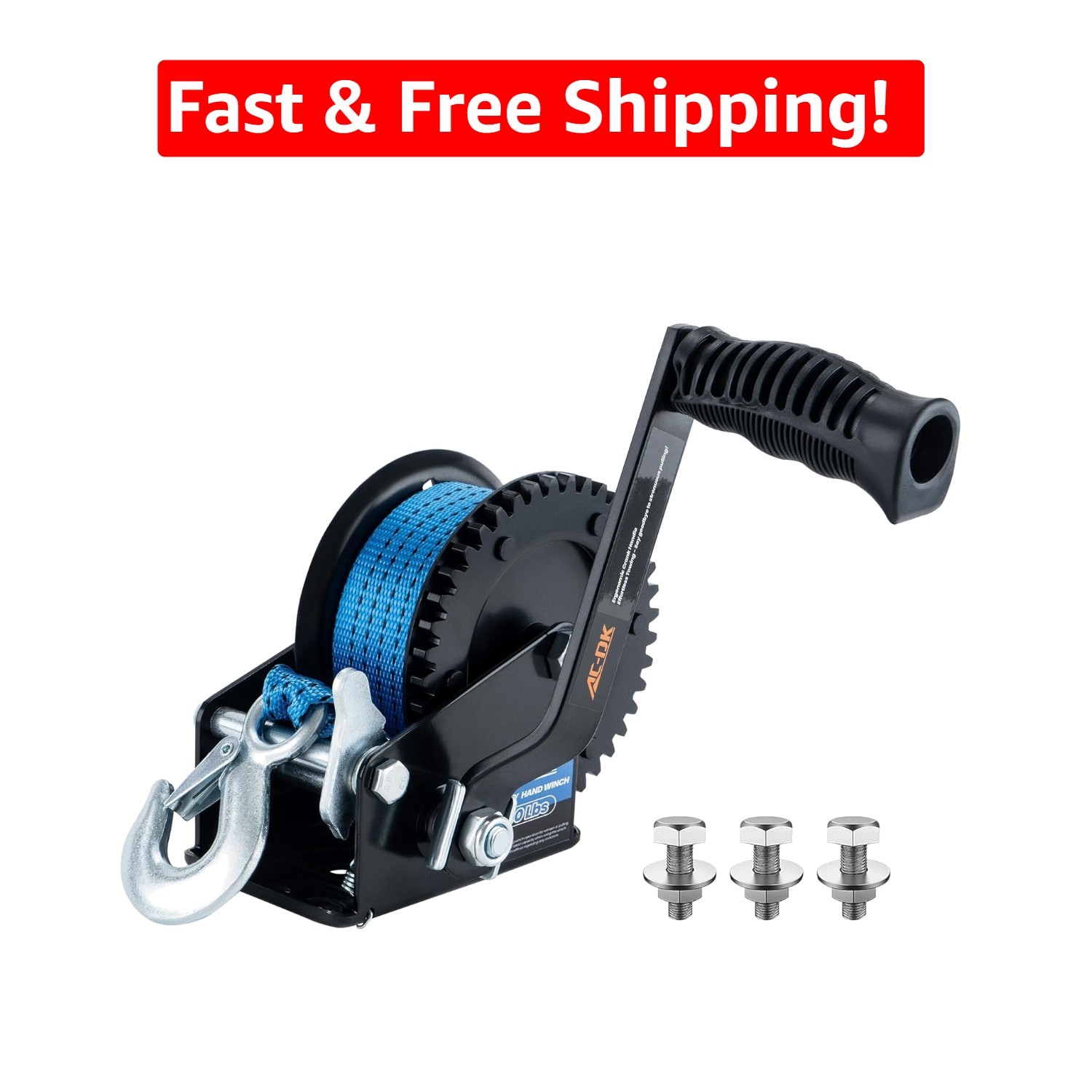 Portable 1600lbs Hand Crank Winch for Boats, Trucks, and ATVs – Safe & Efficient