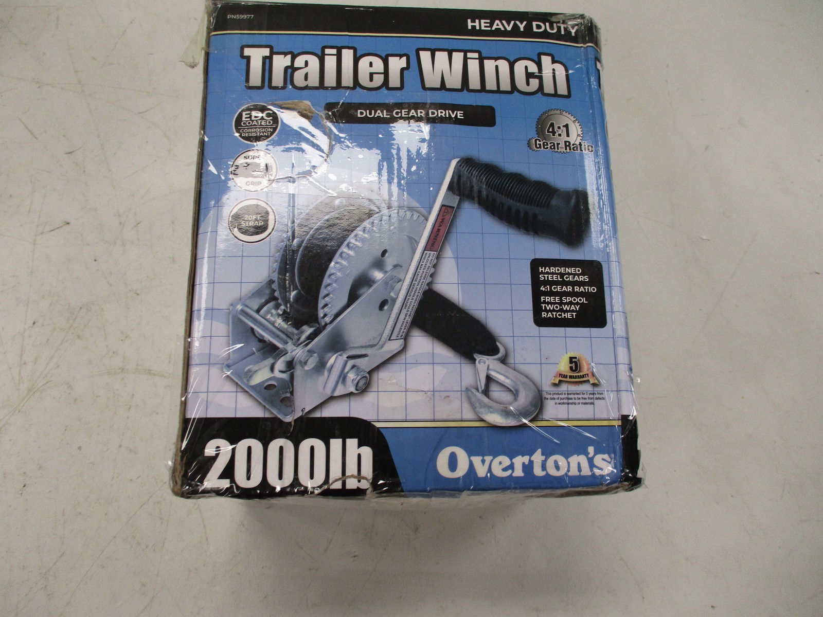 OVERTON’S 2000 LB DUAL DRIVE TRAILER WINCH SILVER 59977 MARINBE BOAT