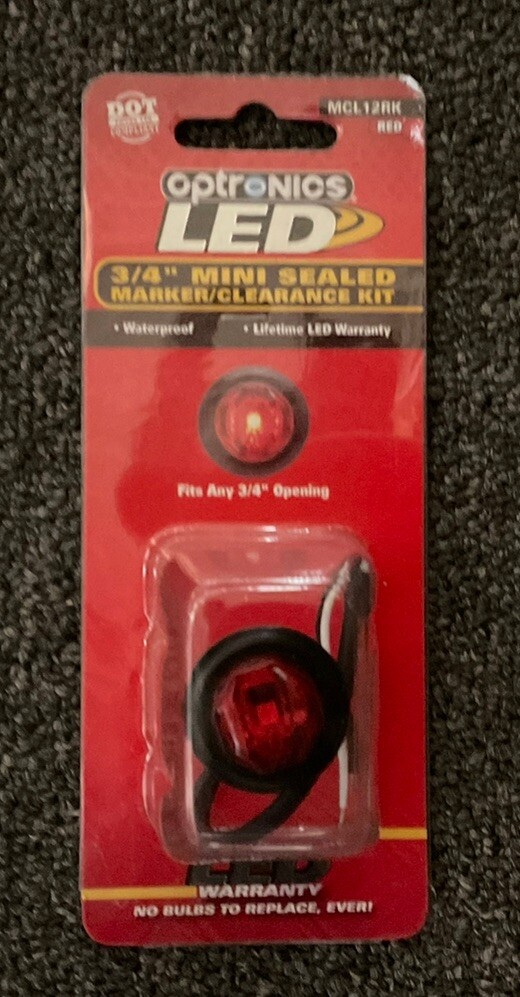 OPTRONICS Clearance Marker Lite LED Round 3/4”” Dia Waterproof Red MCL12RK