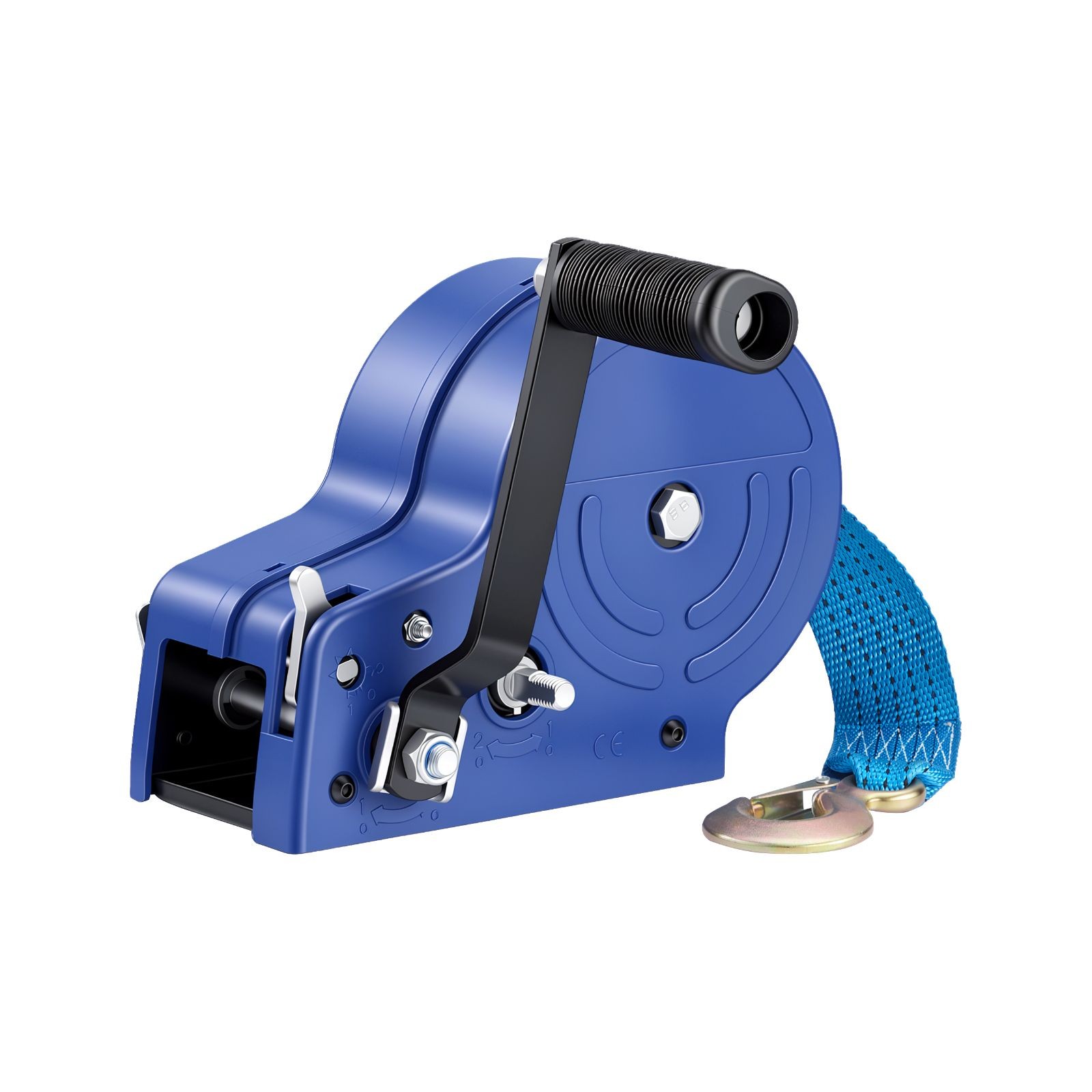 3500LBS Manual Boat Winch w/20ft Strap, 2-Way Ratchet
