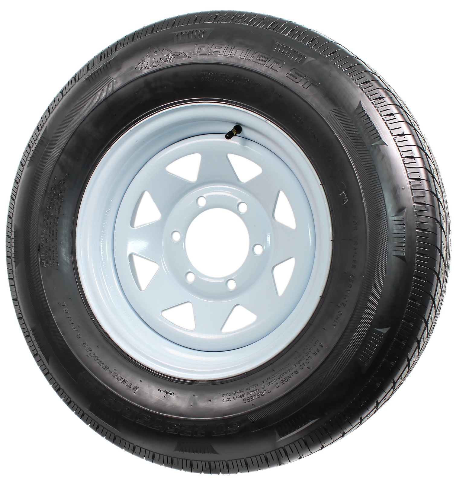 Radial Trailer Tire Rim Assembly ST225/75R15 LRD 6 Lug 15 Inch White Spoke Wheel