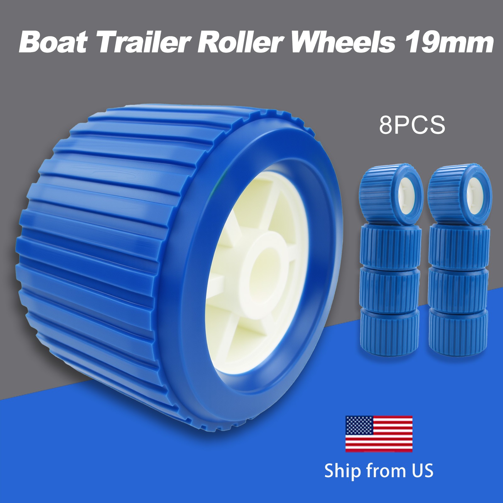 8PCS PP Boat Trailer Roller Marine Ribbed Wobble Roller 110*75*19mm