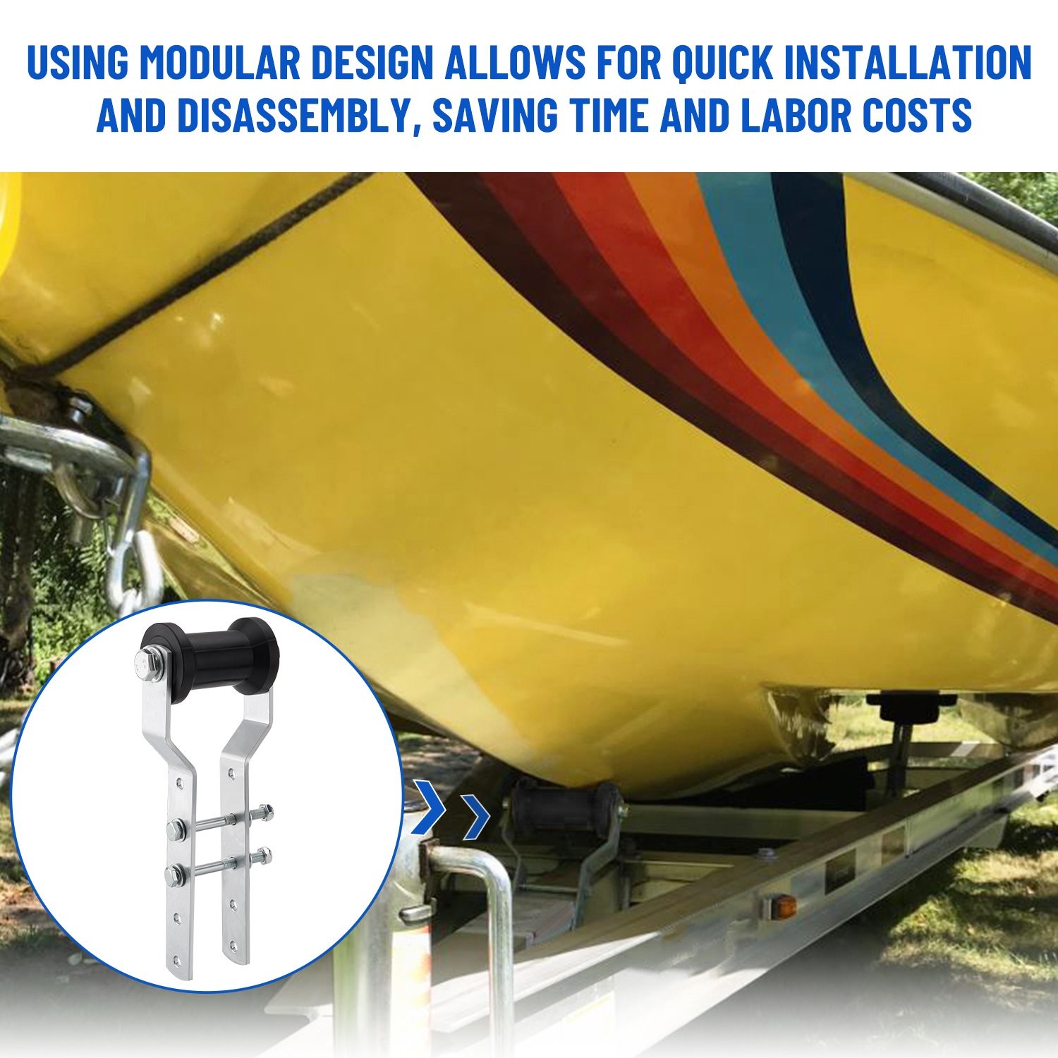 Heavy Duty 5″ Adjustable Keel Roller Bracket Assembly for 3″ Tongue Boat Trailer