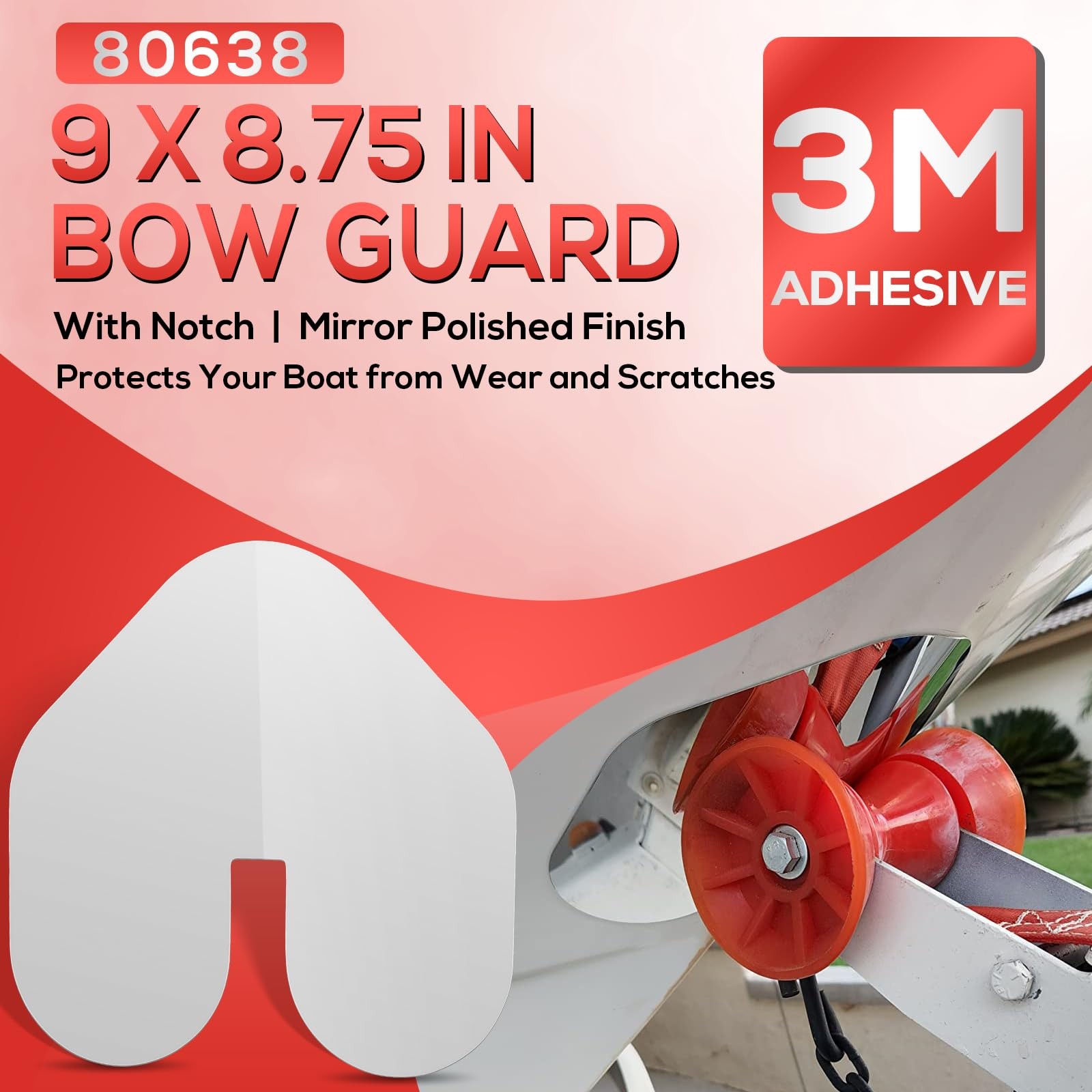 80638 Bow Guard with Notch for Boats Bow Protector 9 x 8.75 Inch