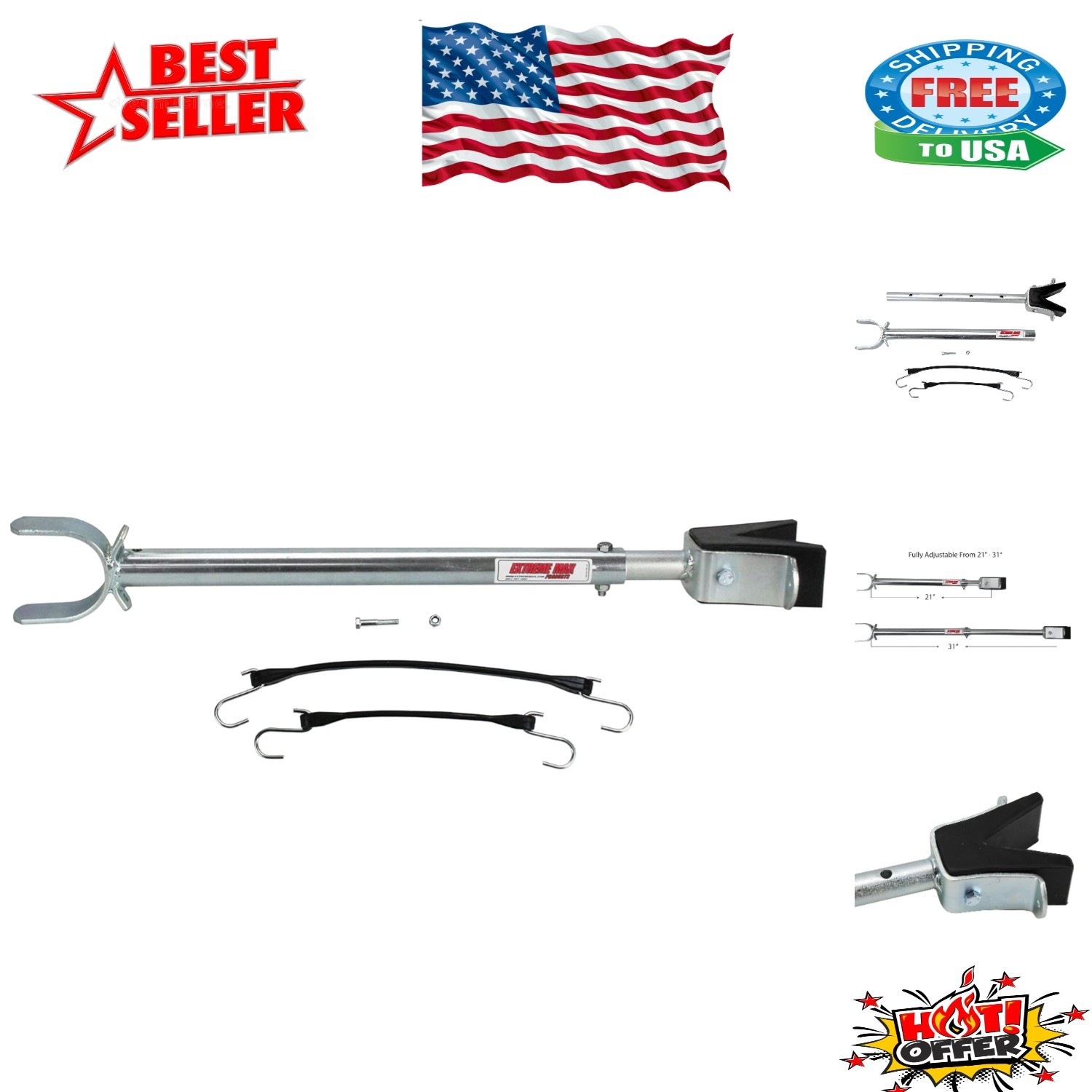 Straight Transom Saver – Universal Fit for 21″ to 31″ Outboards, Durable Steel