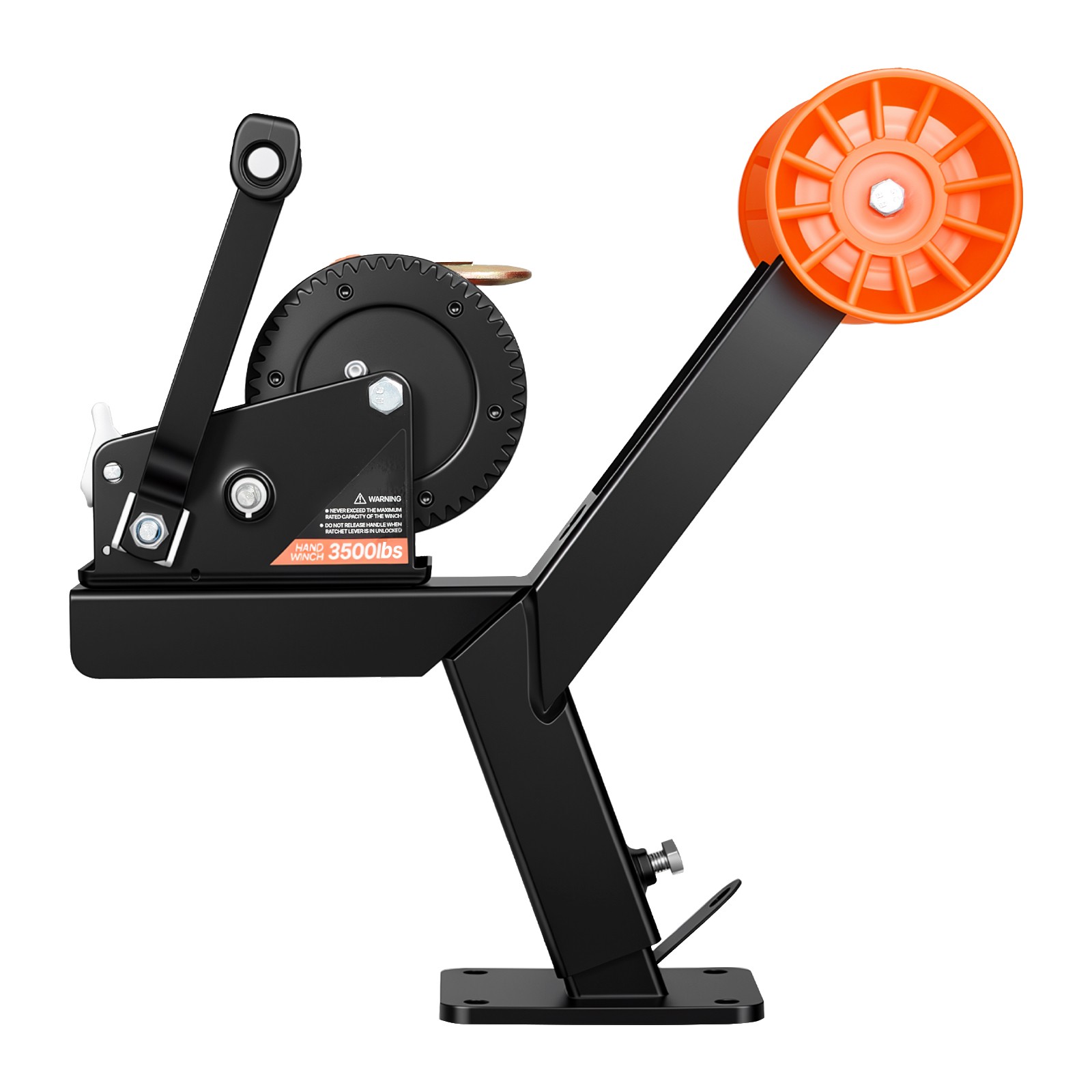 Boat Trailer Winch Stand with Roller, 3500 lbs, 20ft Orange Strap