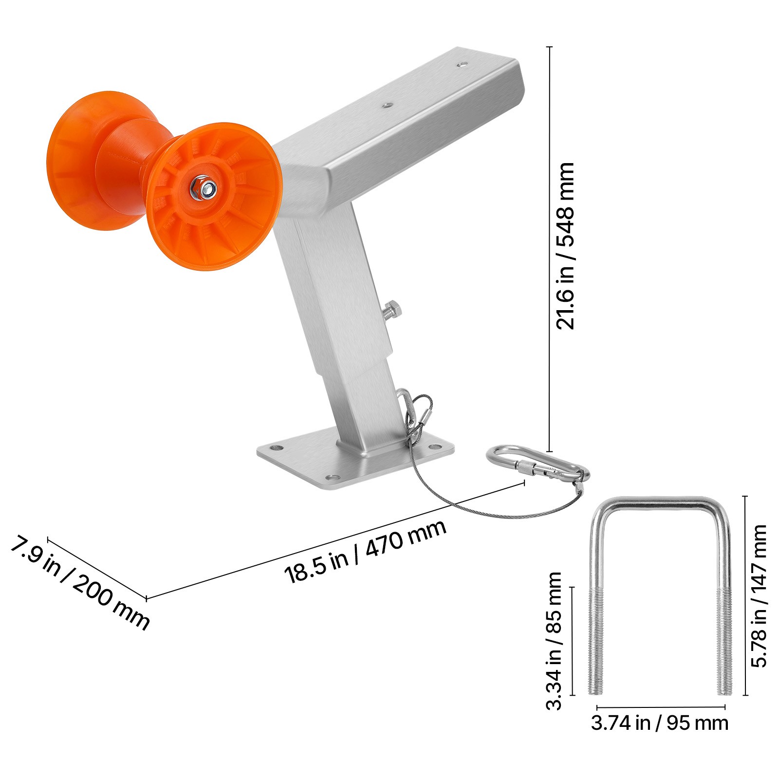 Boat Trailer Winch Stand with Roller Adjustable Height Boat Winch Mount