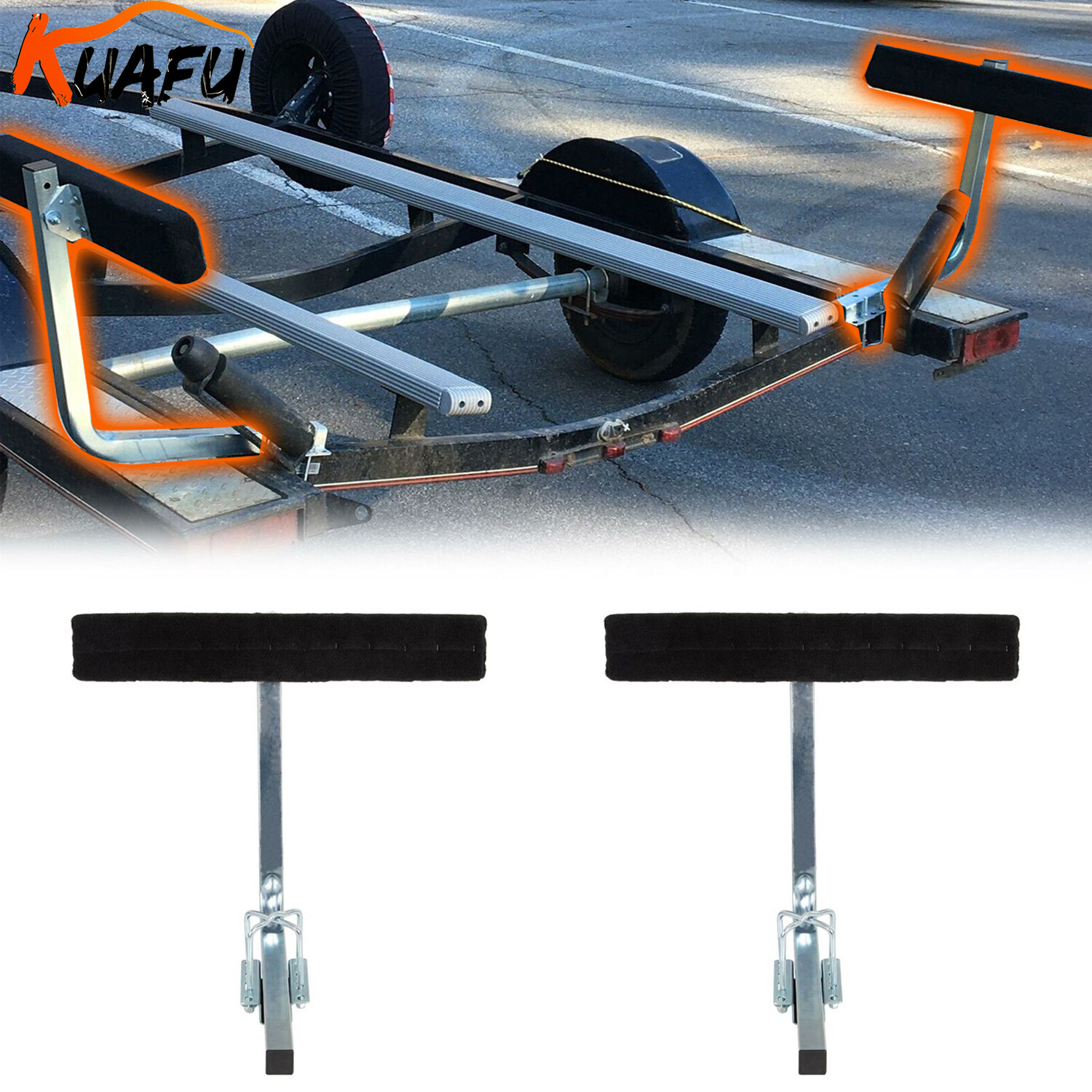 KUAFU Boat Trailer 2′ Side Guide On Bunk Board Kit w/ Carpet-padded Boards