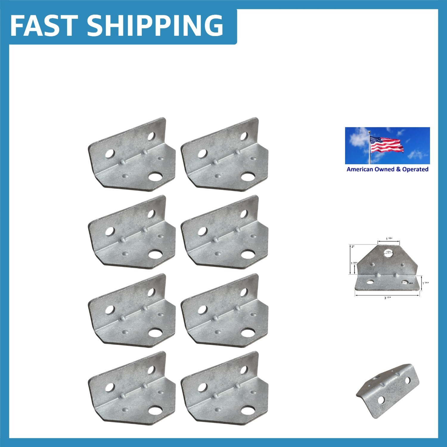 Rust-Resistant Adjustable Angle Bracket Set – 8 Pack for Secure Boat Mounting