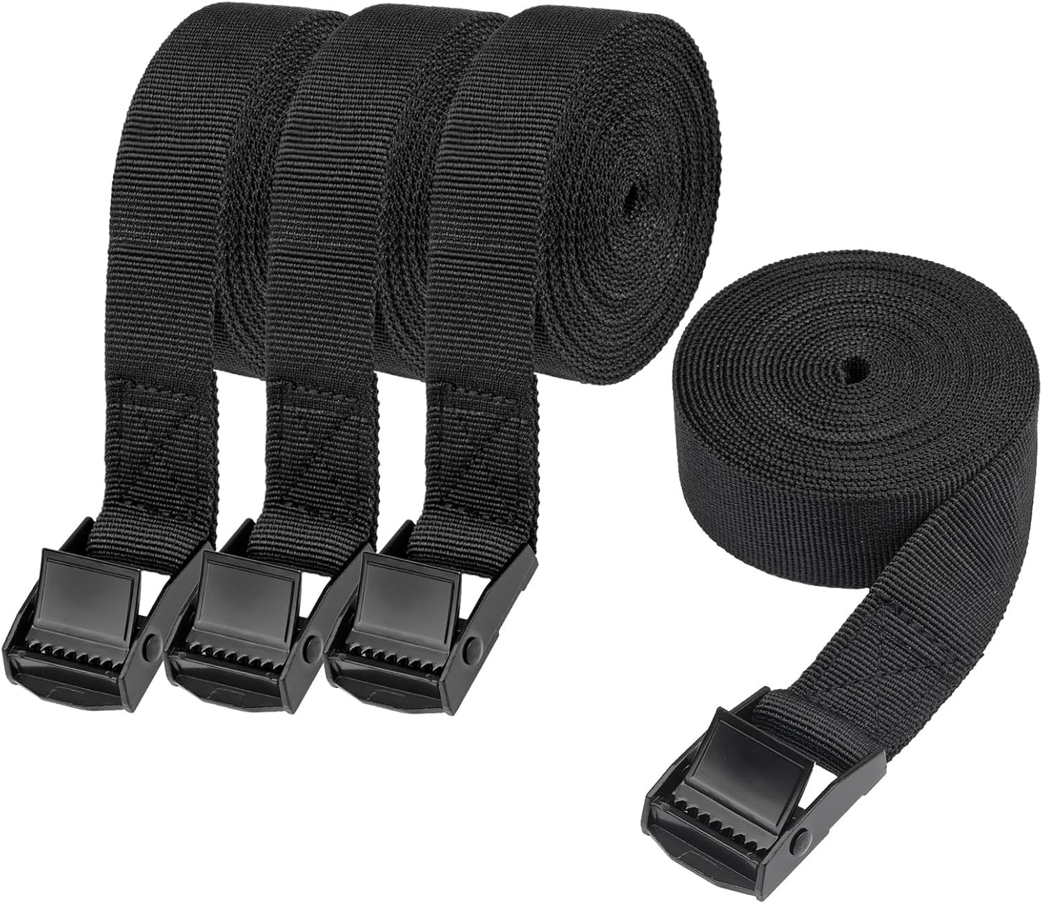 PEASUG Tie Down Straps, 4 Pcs Lashing Small 1" x 11.5', Black