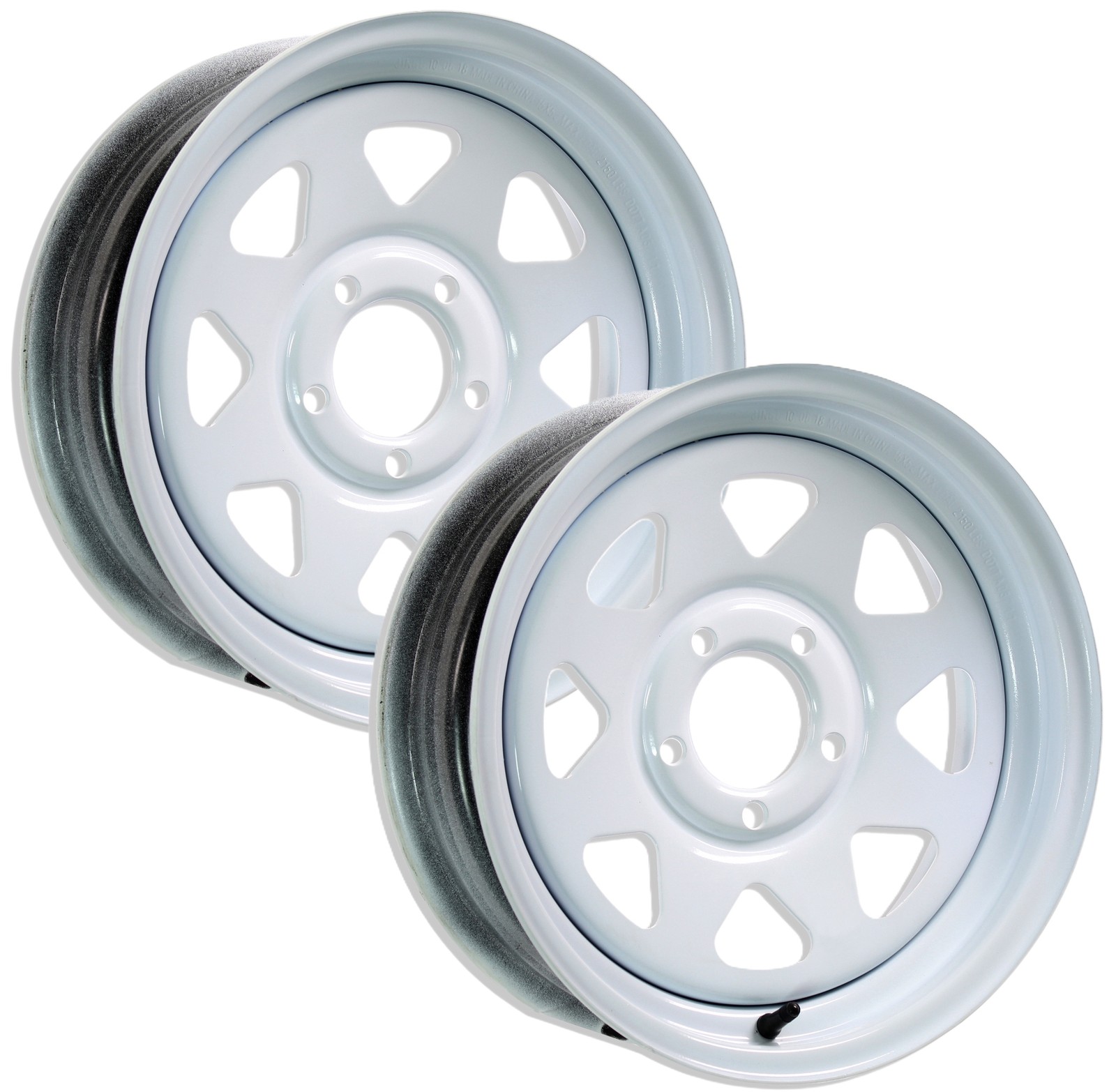 2-Pack Trailer Wheel Rim 15×5 White Spoke SPECIAL 5 LUG ON 5 INCH BOLT PATTERN