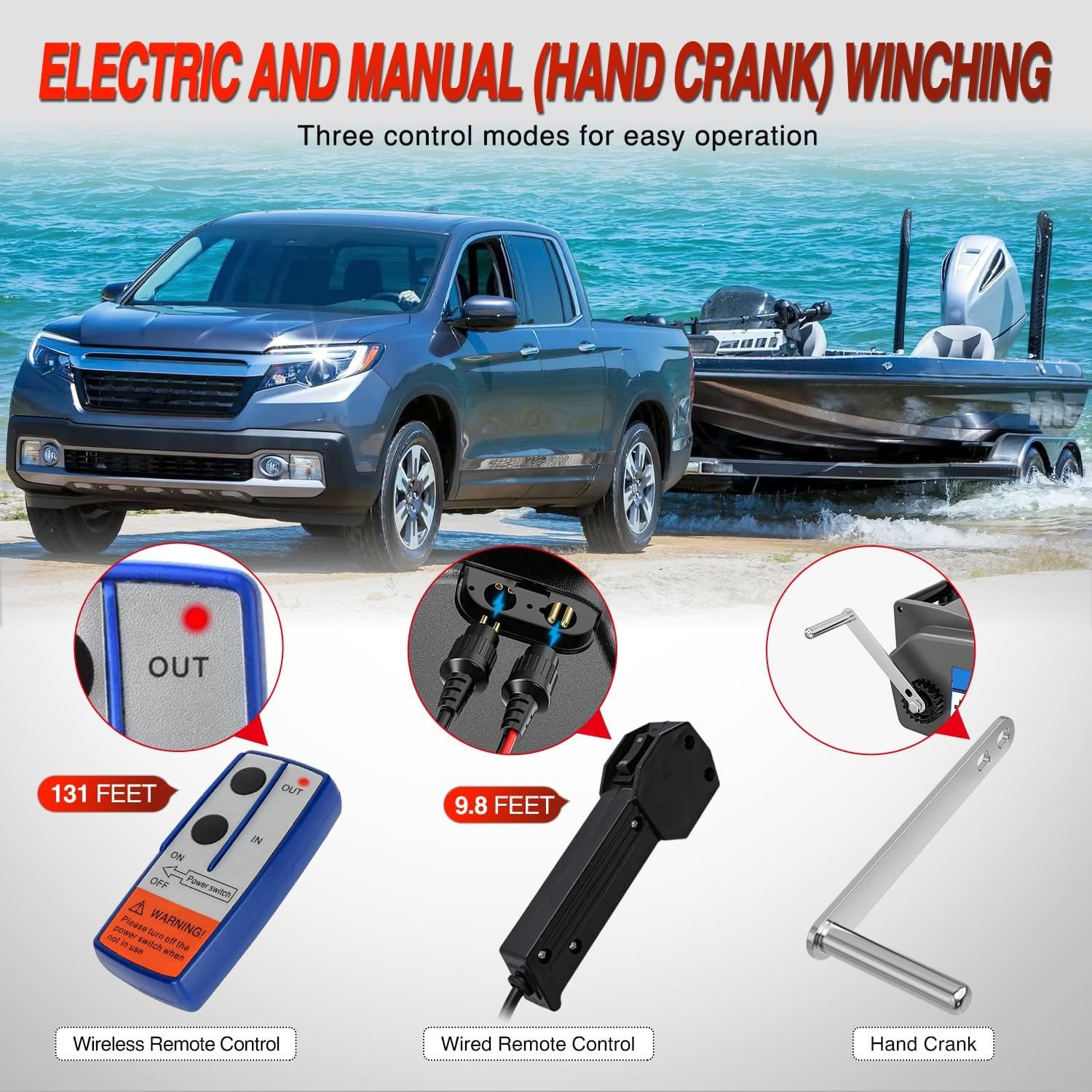 Nilight Boat Winch for Trailer 3500 Lbs Portable Electric with Steel Cable Gray