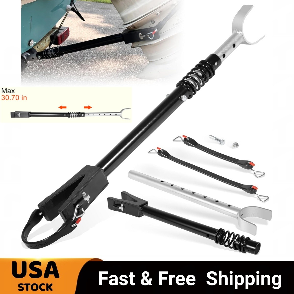 20.27” to 30.7” Heavy Duty Boat Transom Saver for Outboard Motors Up to 150HP