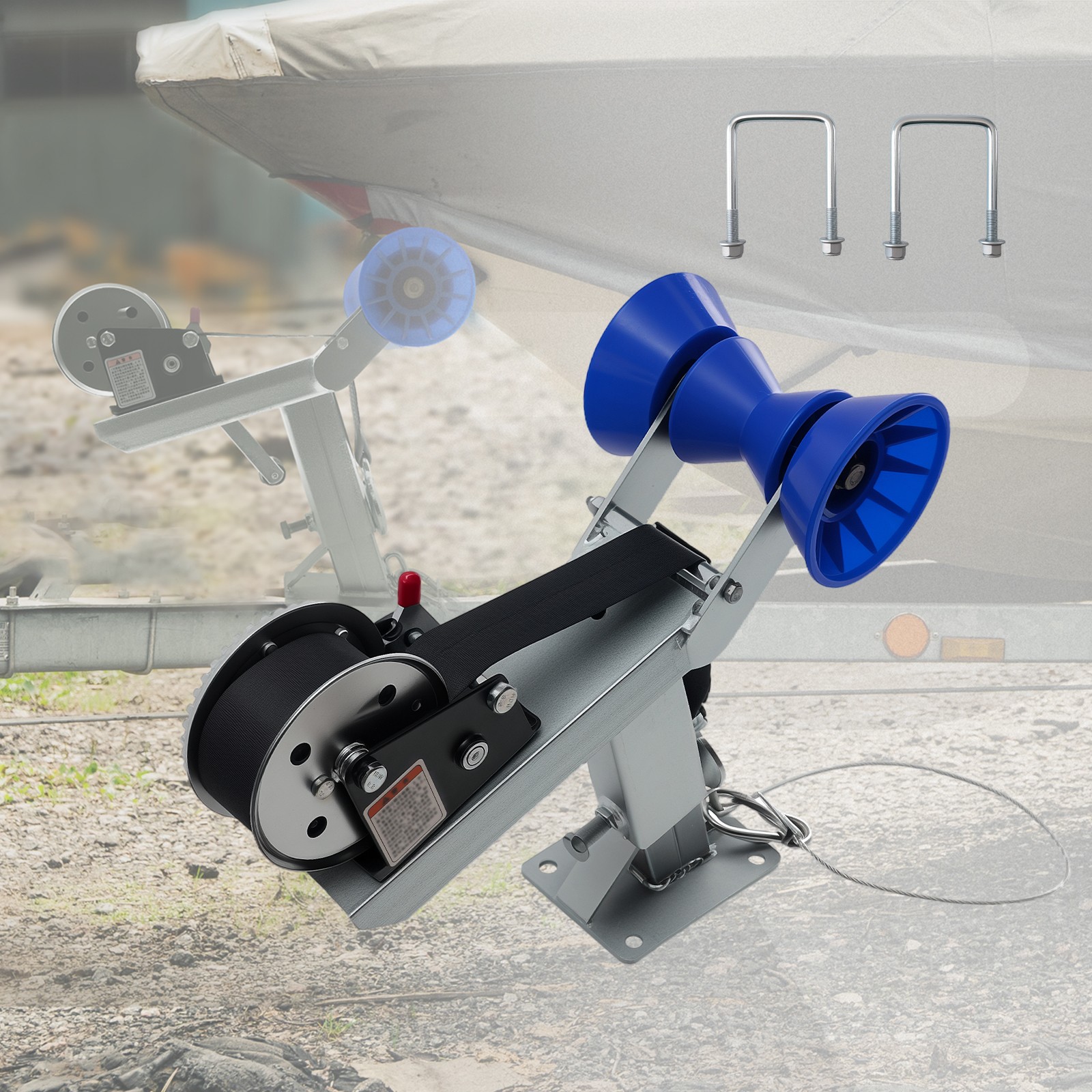 Galvanized Steel Winch Mount for 3″ W x 4″ H Boat Trailer Drawbar Adjustable